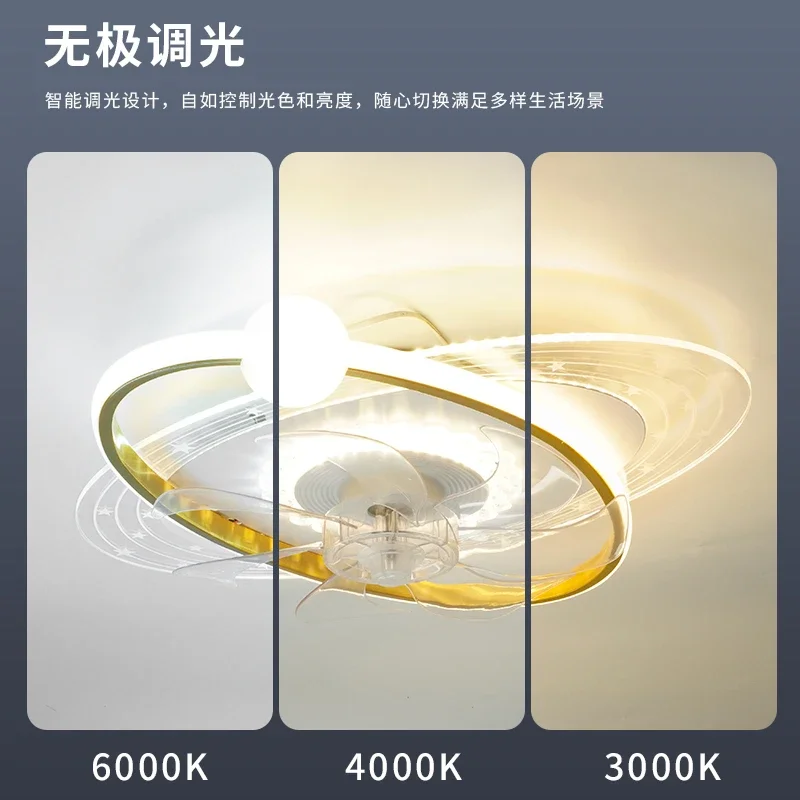 220V Modern Interstellar Starry Sky Ceiling Fan with Remote Control, Living Room, Bedroom, Dining Room Fan, Pendant Light