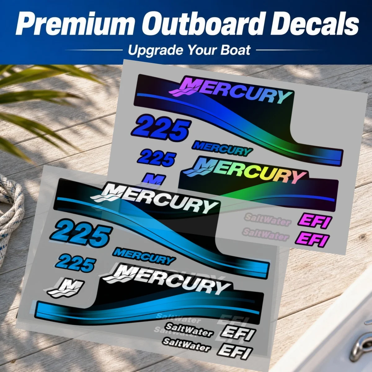 Outboard Motors Stickers SaltWater EFI Sticker Boat Engine Decal for Mercury Seapro Marine XS Racing 150R 200R 225 MerCruiser