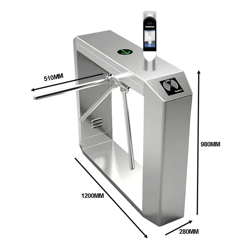 Picture 3: High Flow Rate Waist High Rotating Gate Semi Automatic Gym Rfid Swipe Card Entry Exit Access Control Tripod Turnstile