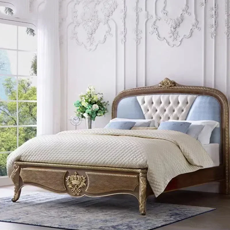 Sleeping High End European Bed Frame Double Modern King Bedroom Bed Modern Boys Unique Letto Matrimoniale Postmodern Furniture