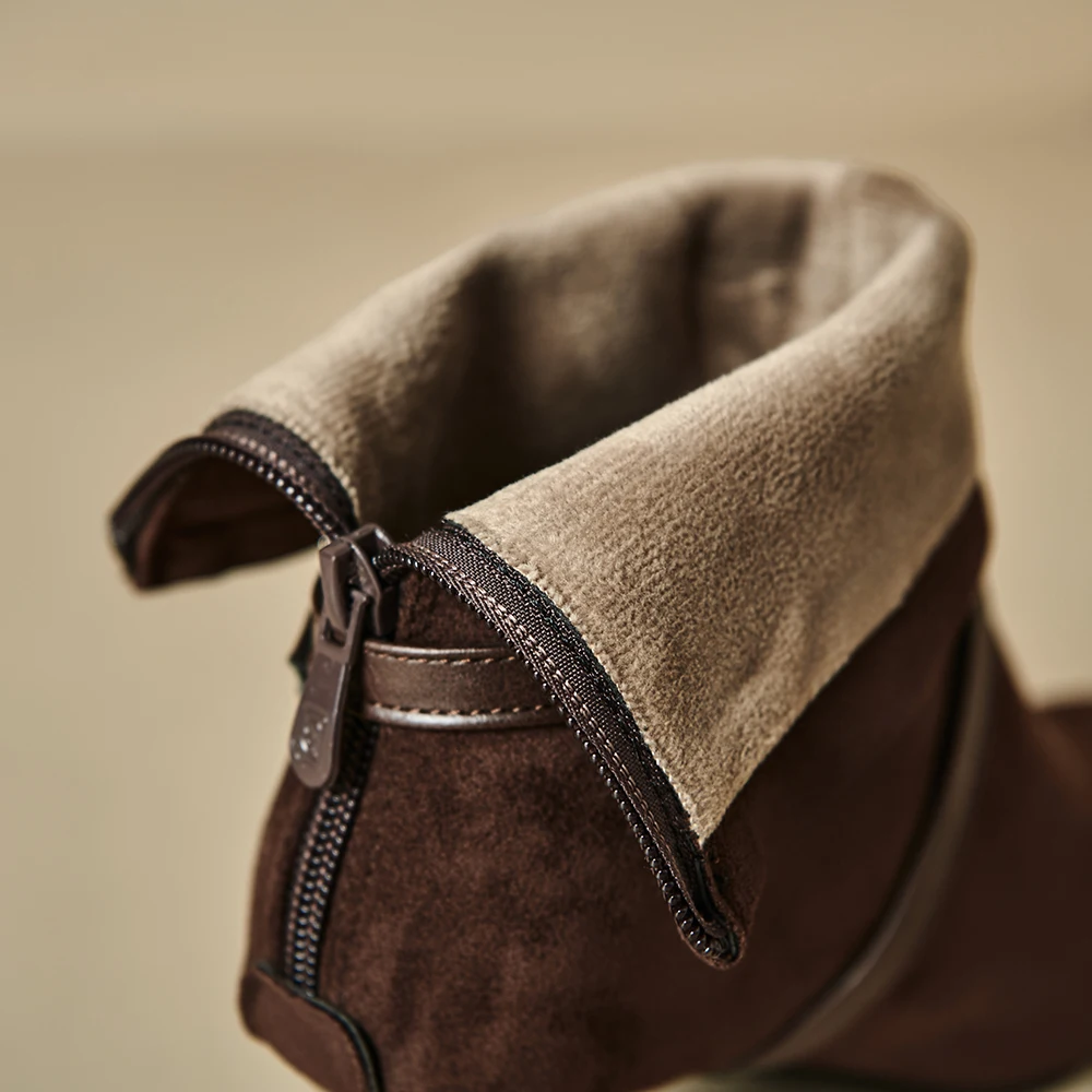 حذاء نسائي شتوي جديد أنيق باللون الأسود والبني لعام 2025 حذاء نسائي بكعب عالي وكعب ستيليتو بالإضافة إلى حجم كبير صغير 10 32 43 45 48 #6