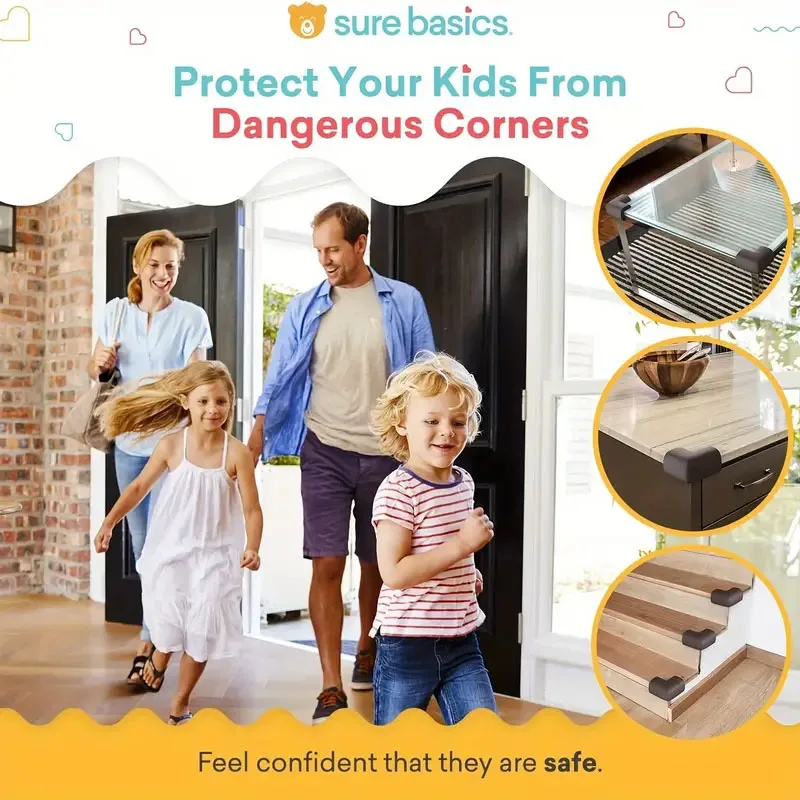 4pcs Soft Baby Proofing Corner Guards - Pre-Taped Table Corner Protector for Child Safety Furniture Bumper & Sharp Edge