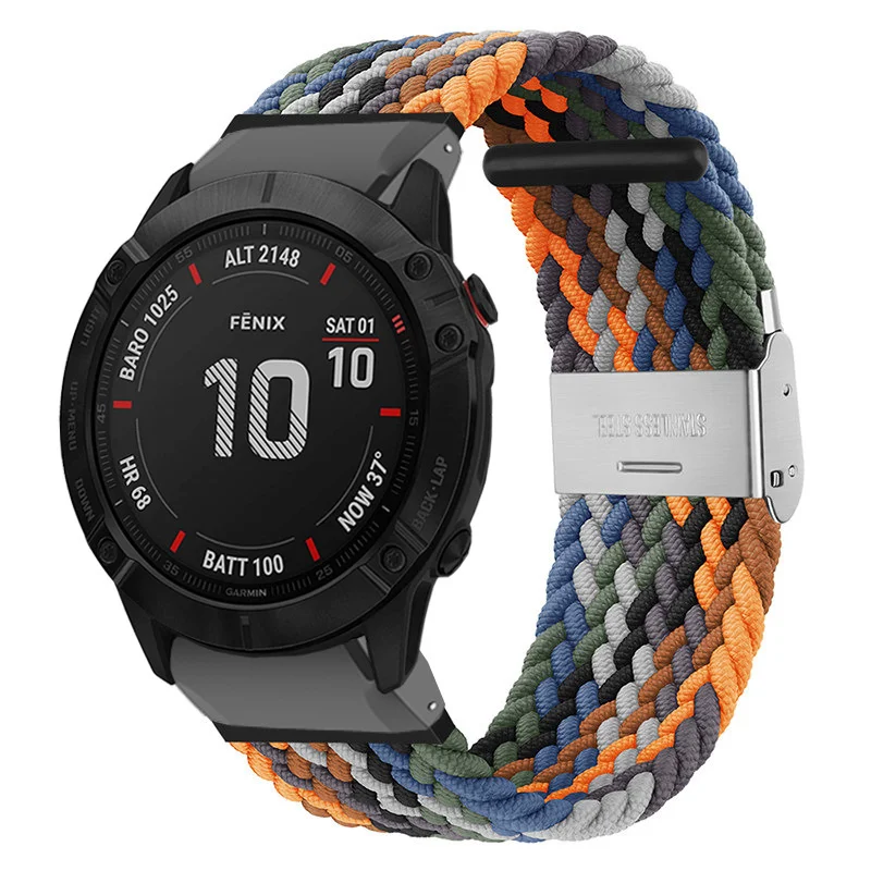 Stretch braided nylon watch strap for Garmin Fenix 7X 7 6 6X 5 5X/Instinct 2X/Mk2 G1/Epix Gen 2/MARQ QuickFit Band 26mm 22mm image 5