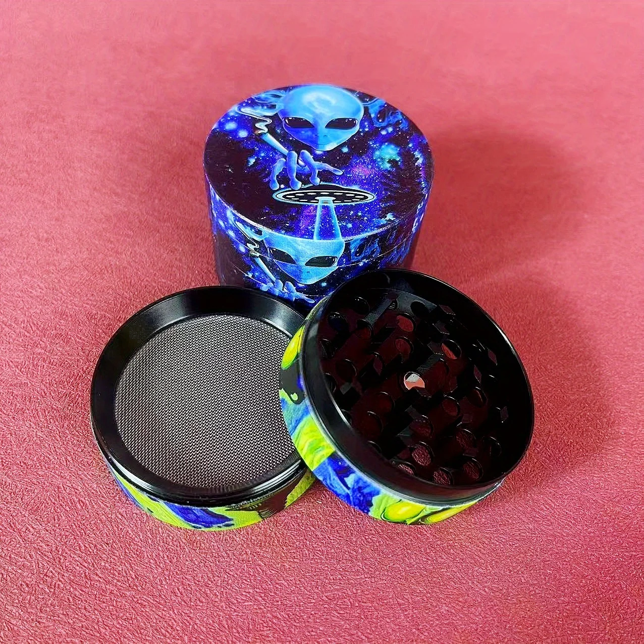 2inch Alien Herb Grinder 4-Layers Metal Vanilla Bud Crusher Salt Mortar Spice Mill Tobacco Grass Grinder Cigarette Kitchen Tool