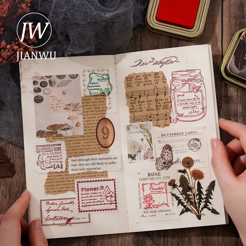 JIANWU Ancient Mud Fragrance Series Vintage Iron Box Material Collage Ink Printing Inkpad Creative DIY Journal Stationery view 3