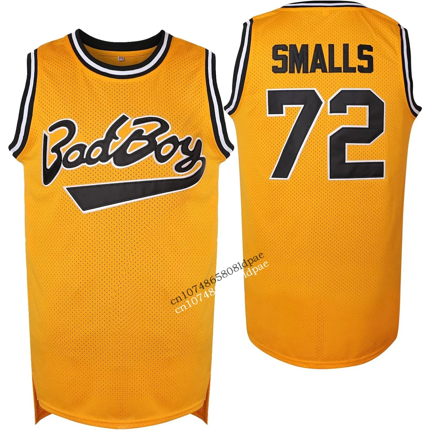 BadBoy Basketball Jersey #72 Biggie Smalls Mens Sports Shirt 90s Hip Hop for Party Cosplay Clothing Us Size S-XXXL Yellow/Black