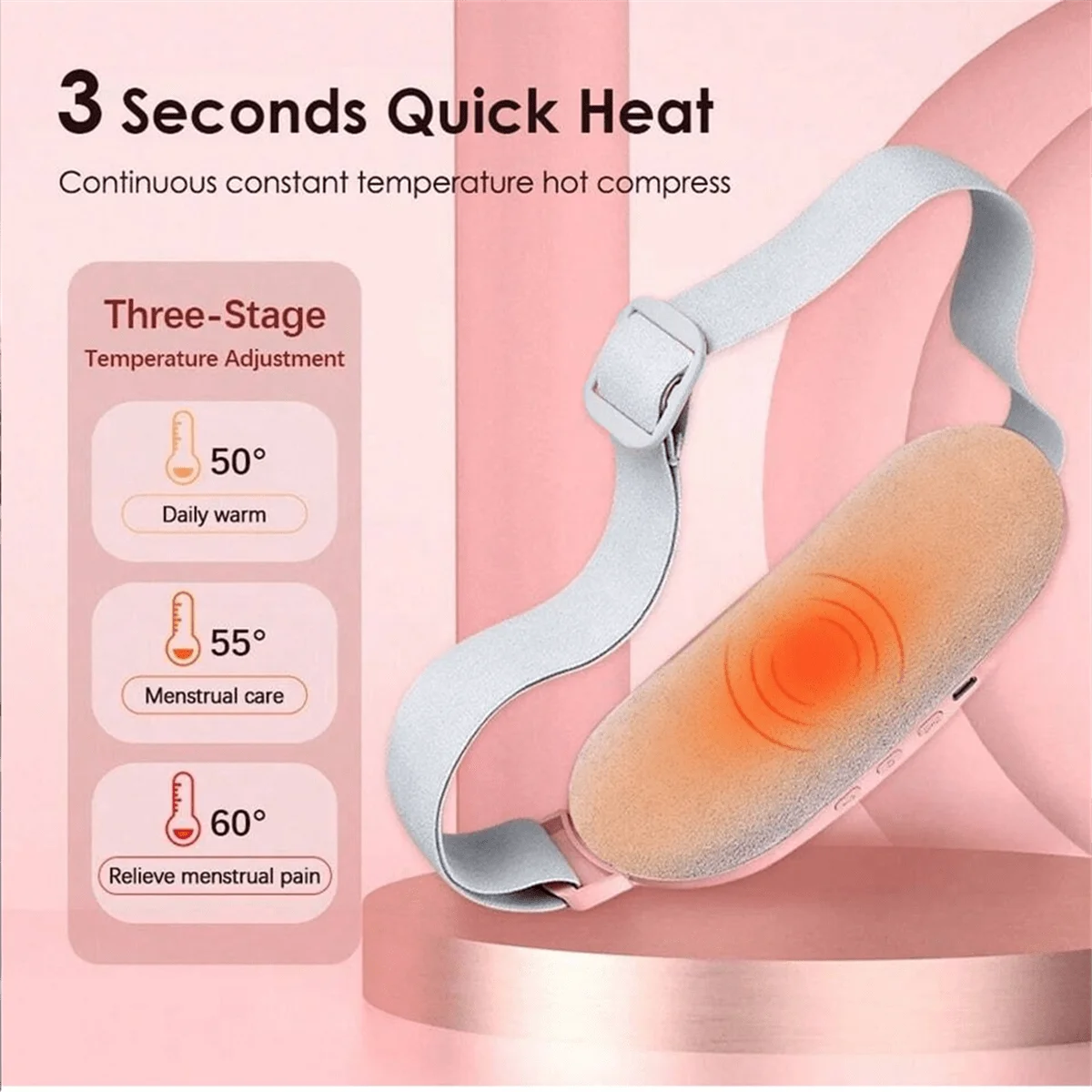 Electric Menstrual Spasm Massager Vibrator Heating Belt Suitable For Relieving Menstrual Discomfort, Keeping Waist And  heating image 2