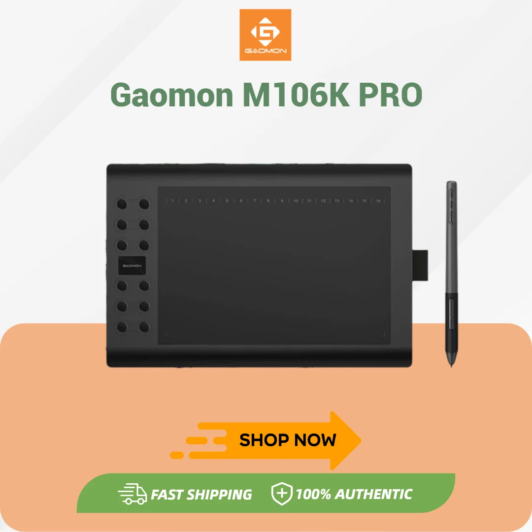 GAOMON M106K PRO 10'' Graphics Drawing Tablet with 8192 Levels Tilt Supported Battery-free Art Stylus for Windows/Mac/Android OS