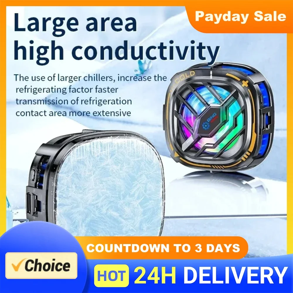 Magnetic & Back Clip Phone Cooling Fan RGB Fast Cooling Mobile Phone Radiator Cooler for Mobile Gaming for Live Streaming