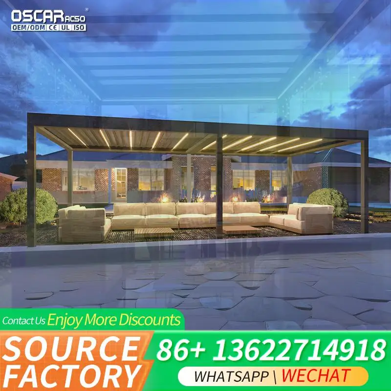 High Quality Motorized Aluminum Outdoor Retractable Shade DIY Patio Roof Wall Mounted for Garden Balcony Terrace pergola