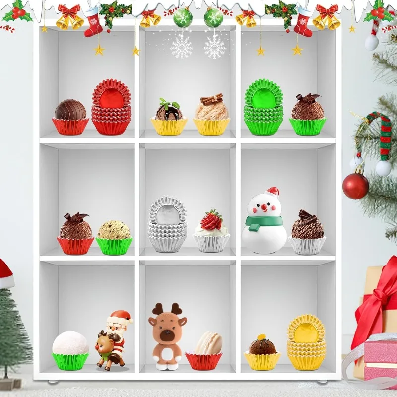 400pcs Mini Foil Cupcake Liners Golden Red Green Silver Cupcake Cups Metallic Mini Muffin   for Holiday Party Candy Chocolate