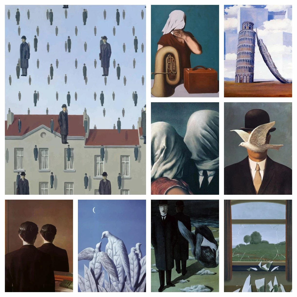 5D DIY Diamond Art Painting Kits Surrealism Painter Rene Magritte Classic Artwork Embroidery Mosaic Cross Stitch Home Decor Gift