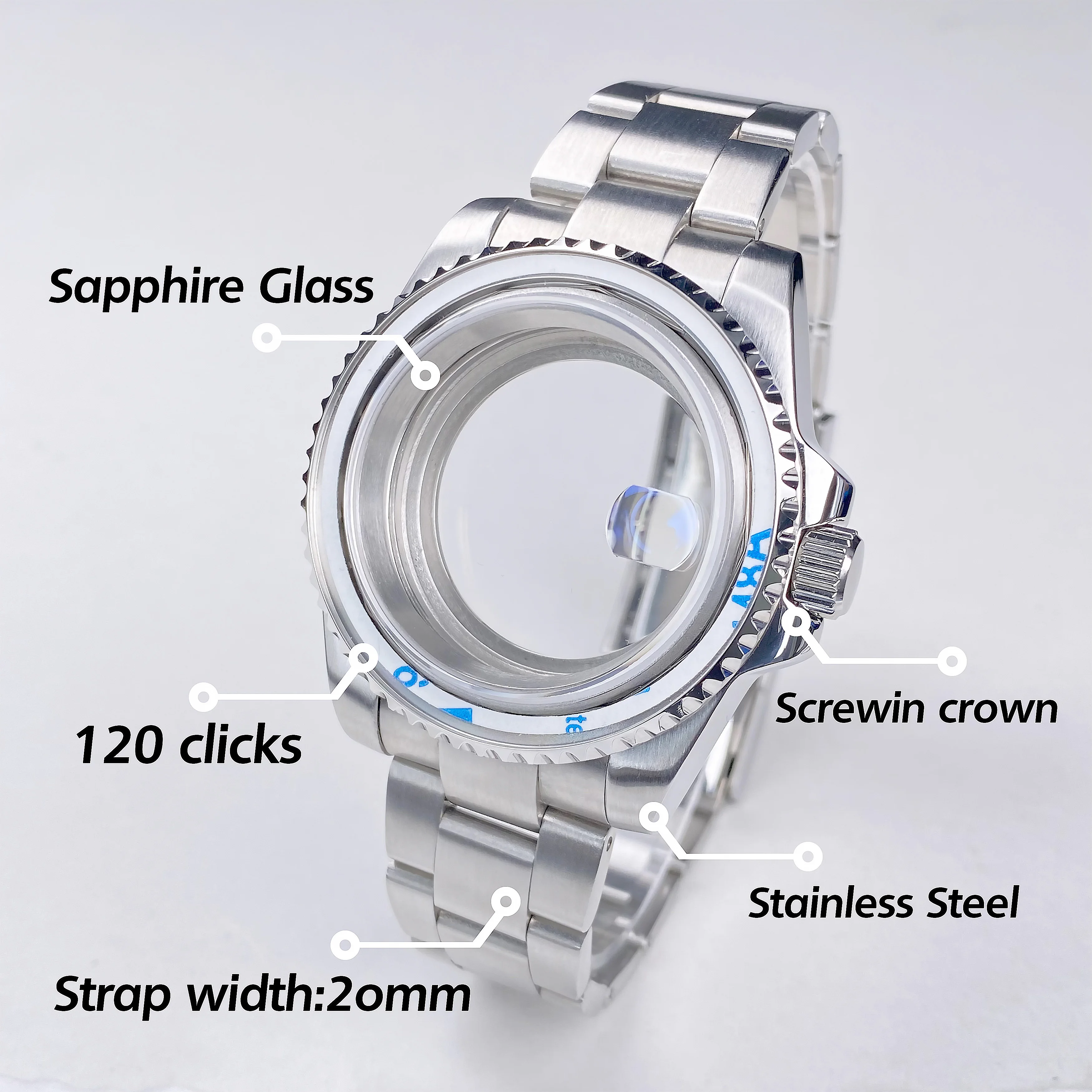 Корпус часов NH35, 40 мм, сапфировое стекло, нержавеющая сталь GMT/SUB NH35, подходит для NH34, NH36, NH38, механизм, циферблат 28,5 мм, аксессуары