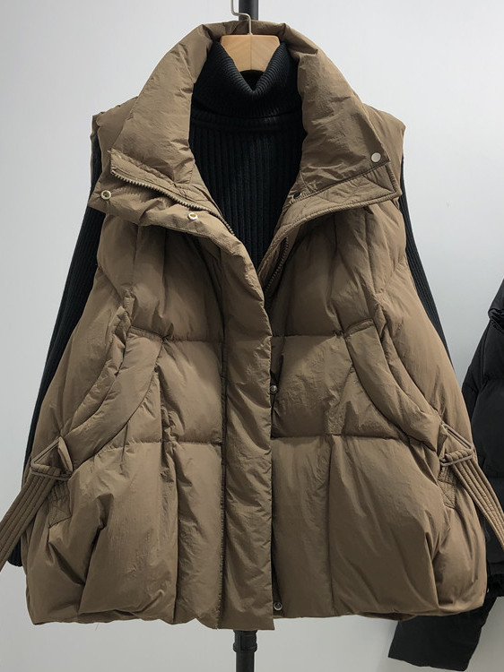   Large Size down Cotton Vest 2025 New Sle Thiened Loose Fit Ladies' Faionable Zipper Closure Warm ort Coat 