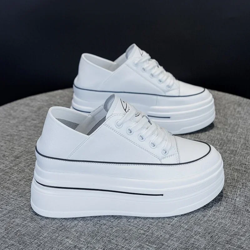 

2025 г., летние женские вулканизированные кроссовки на вулканизированной платформе из натуральной кожи, удобные весенне-осенние туфли высокого бренда