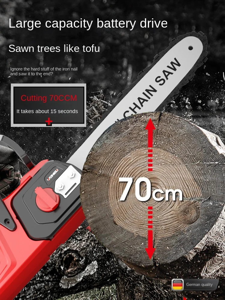 Brushless6-inch rechargeable chainsaw household small handheld outdoor lithium battery large capacity electric logging chain saw