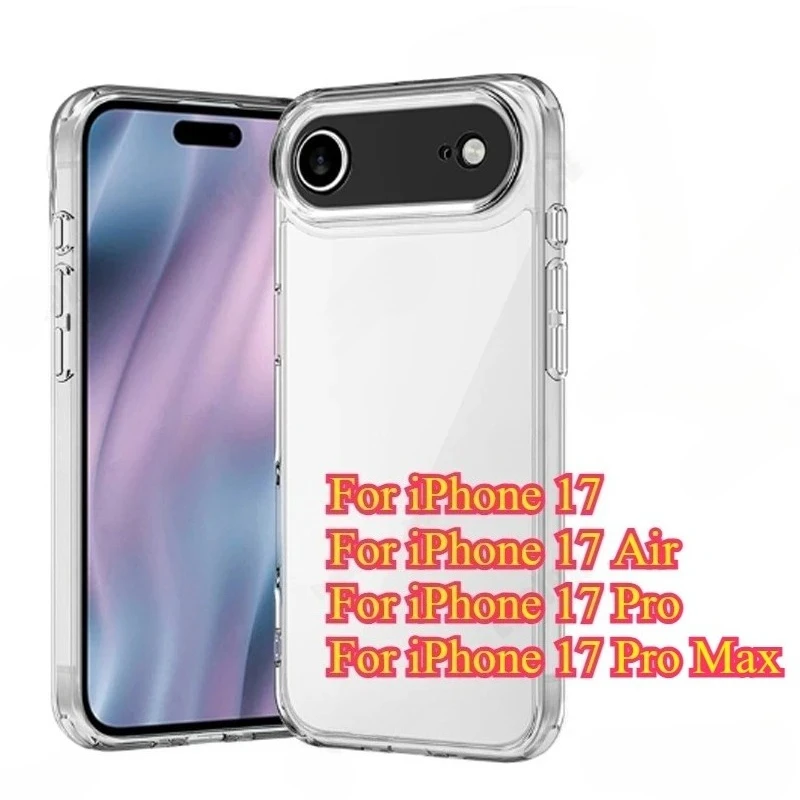 Ultradünne, klare, weiche TPU-Handyhüllen für iPhone 17 Air 17 Pro Max 16 E 15 14 Pro Max Plus, transparente weiche Silikon-Handyhülle
