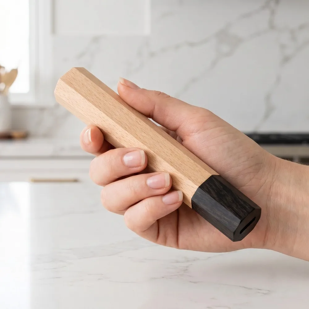 Hardwood & Ebony Spliced Octagonal Knife Handle Blank Handmade Craft Supply for Kitchen EDC Knives