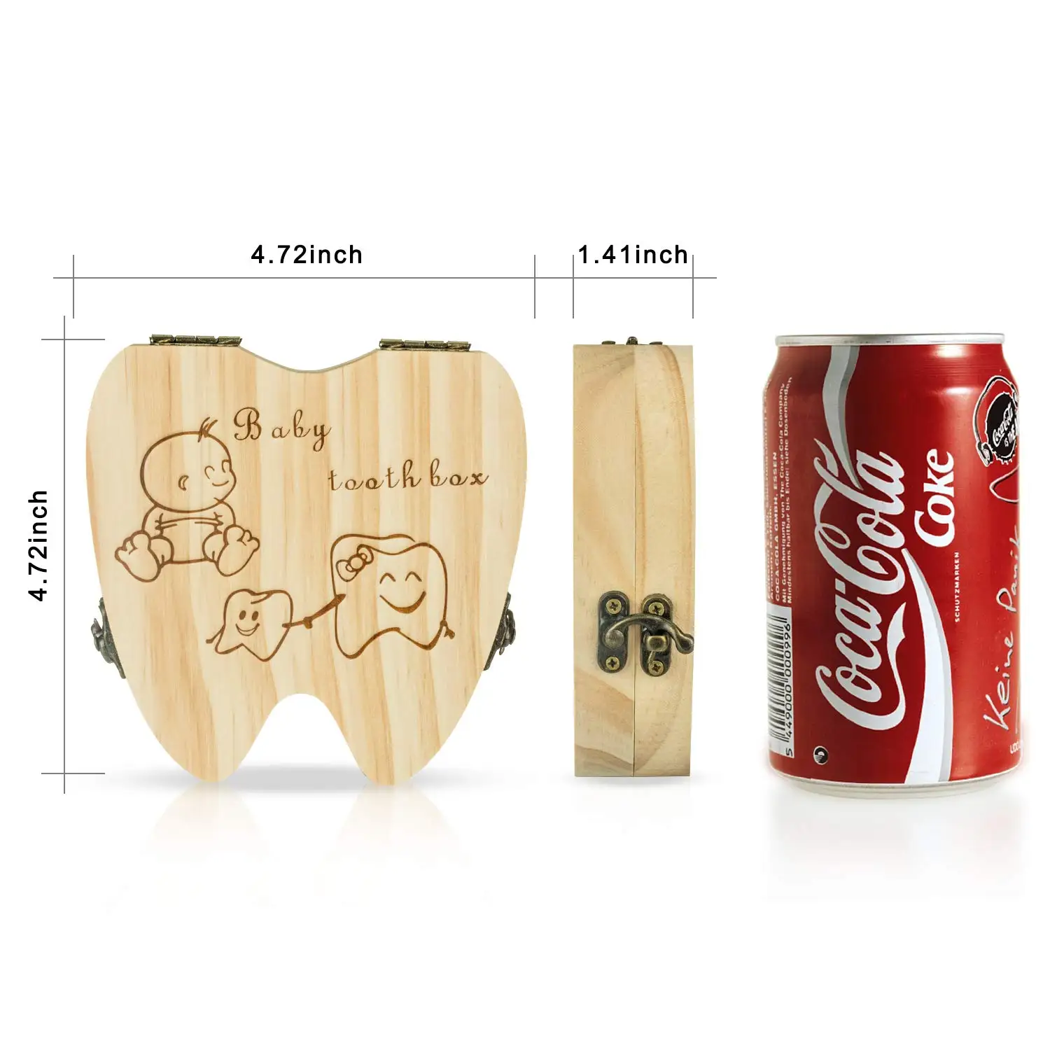 1PCS New Design Pine Wooden Baby Teeth Box With Lid Baby Teeth Memory Storage Organizer Keepsake Box For Kids Teenagers Milk Teeth Collection Souvenir Box Indoor Baby Memory Gift Universal Size Random Blind Box Sent Randomly