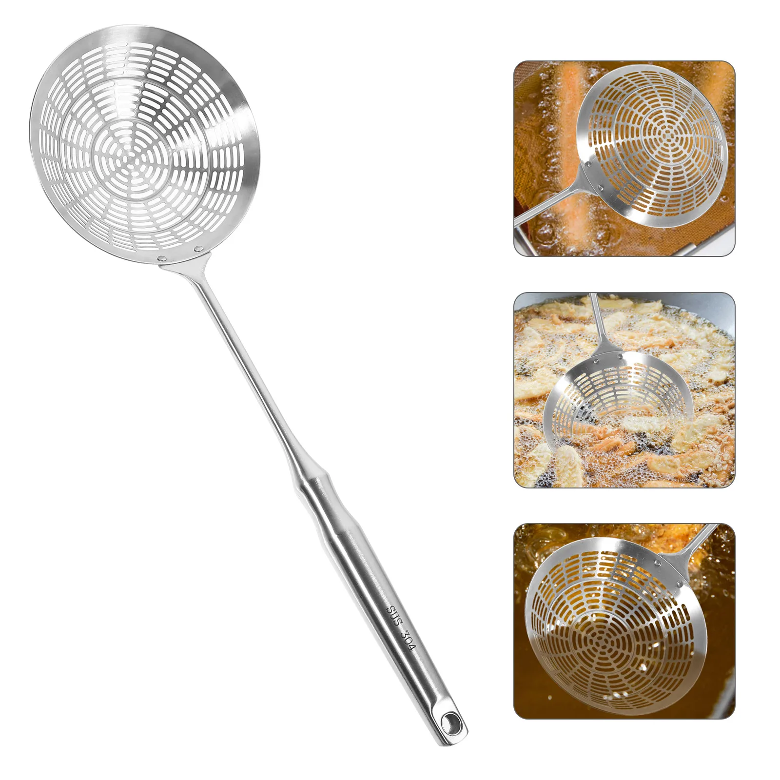 

Stainless Steel Colander Strainer 304 Heavy Duty Frying Oil Filter Kitchen Mesh Scoop For Noodles Hot Pot Skimmer Spoon With
