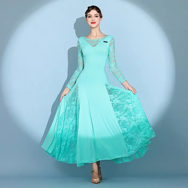 สีดํา Waltz มาตรฐานห้องบอลรูมเต้นรํากระโปรงผู้หญิงชุด Dancewear การแข่งขันเต้นรําชุดเครื่องแต่งกายสุภาพสตรีฝึกสวมใส่