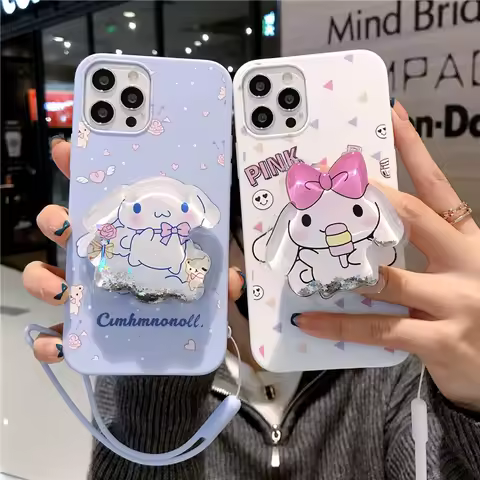 Sanrio Cinnamoroll Soft Case For Samsung Galaxy S22 Ultra S21 FE S20 S10 Plus Note 20 10 A32 A52 A72 A53 A73 With Hand Rope
