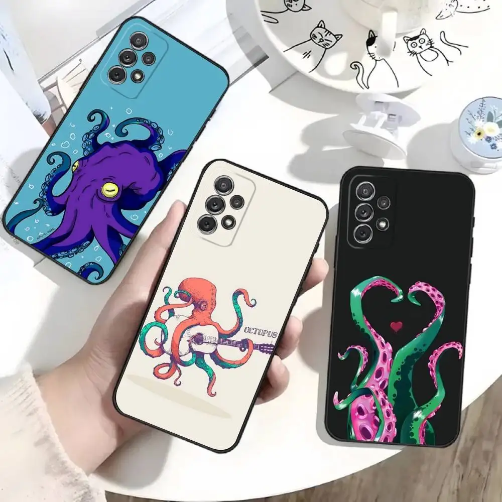 

Marine Life Ocean Octopus Phone Case For Samsung S25,S24,S21,S22,S23,S30,Ultra,S20,Plus,Fe,Lite,Note,10 Black Soft Shell