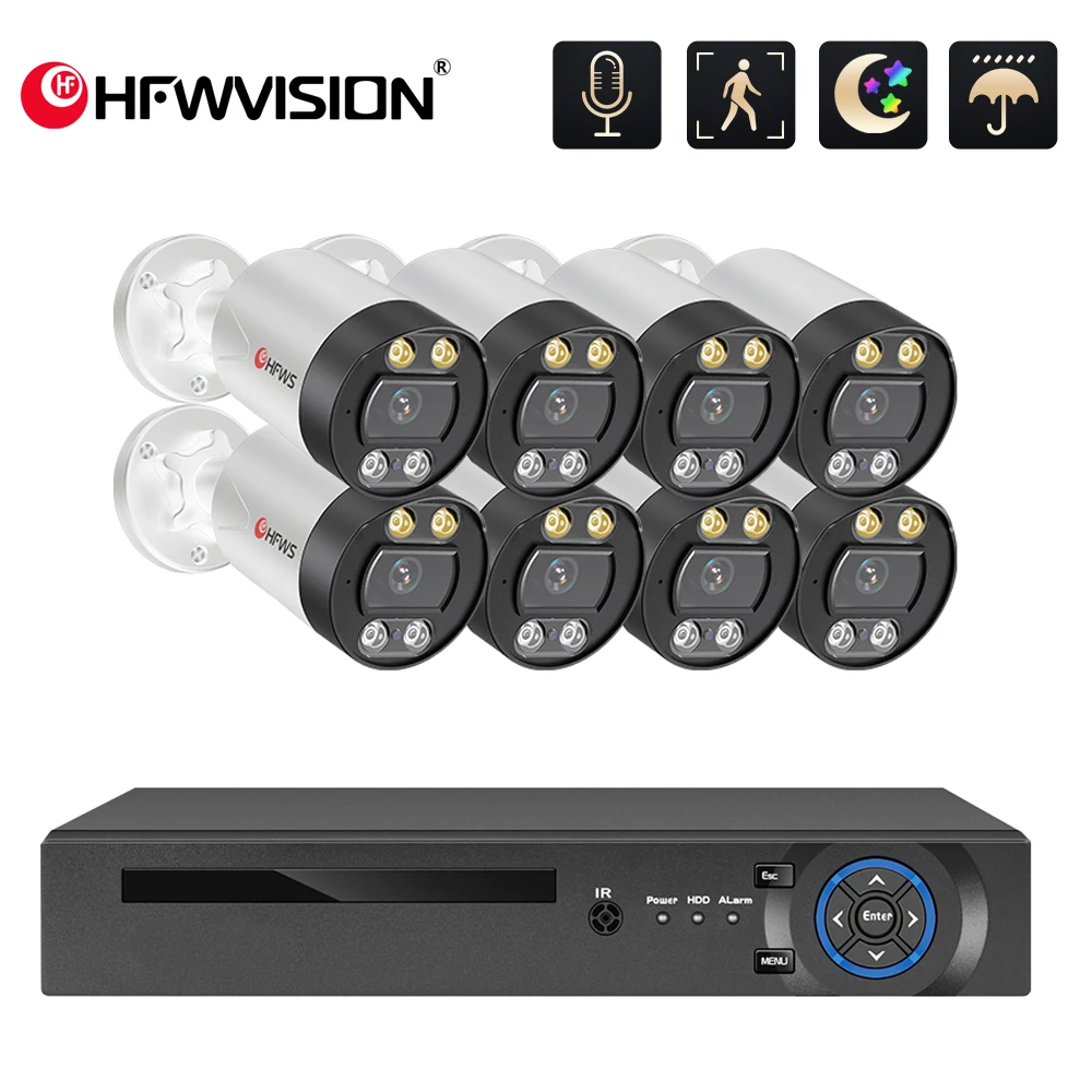 

HFWVISION H.265 8CH 3MP POE Security Camera System NVR Kit Audio Record IP Camera IR Outdoor IP66 CCTV Video Surveillance Set