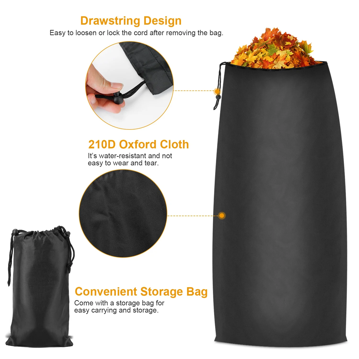 Lawn Tractor Leaf Bag - 54 Cubic Foot Standard Leaf Bag - 112-inch Opening – for 2 Bag Material Collection Systems