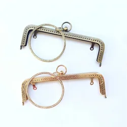 20cm Metal Purse Frame Handle Clasp with Screw Holes Diamond Bracelet Kiss Clasp Lock Silver Tone Bag Hardware
