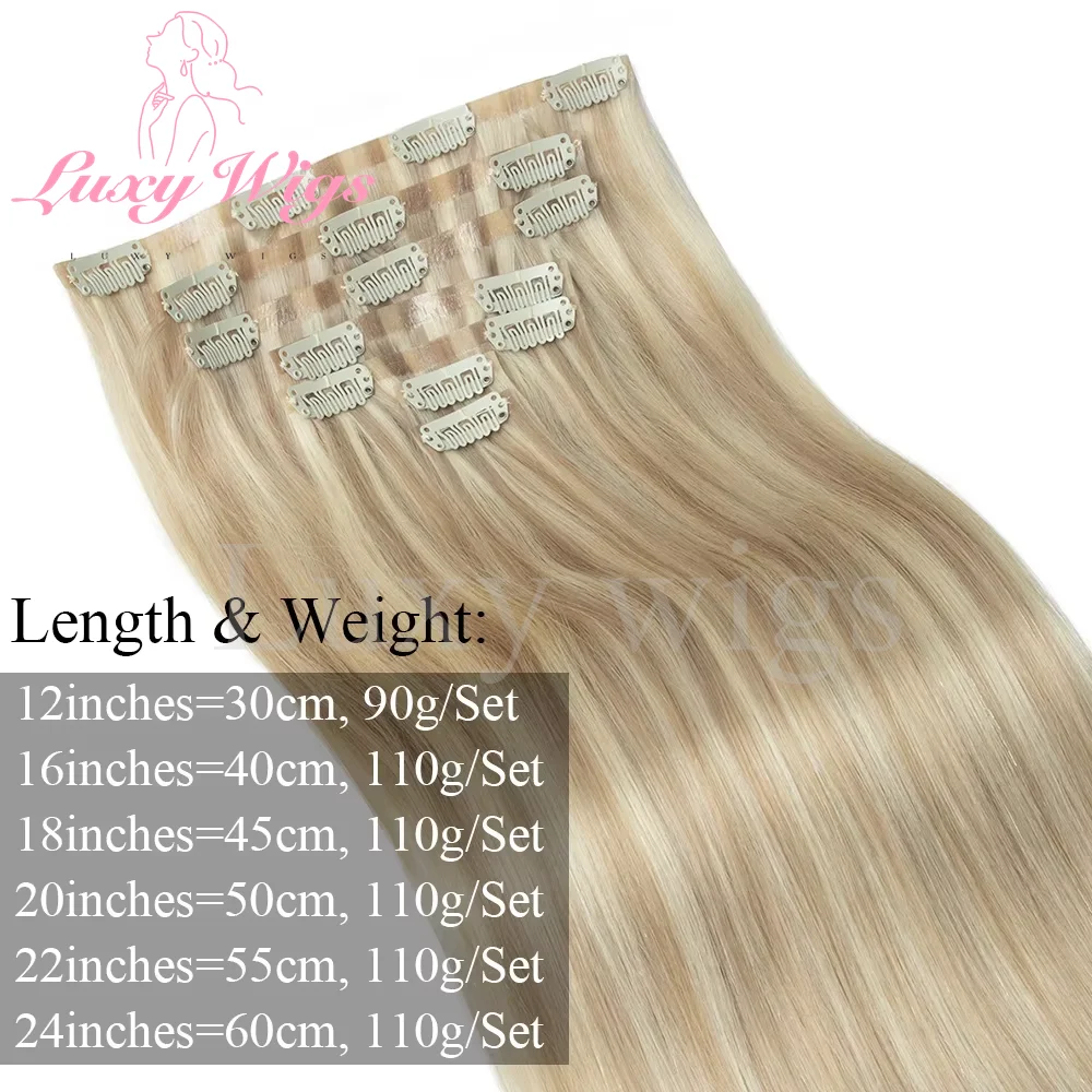 مشبك غير مرئي في وصلات الشعر البشري Balayge شقراء براون حقن سلس بو لحمة كليب على وصلات الشعر 7 قطعة/المجموعة