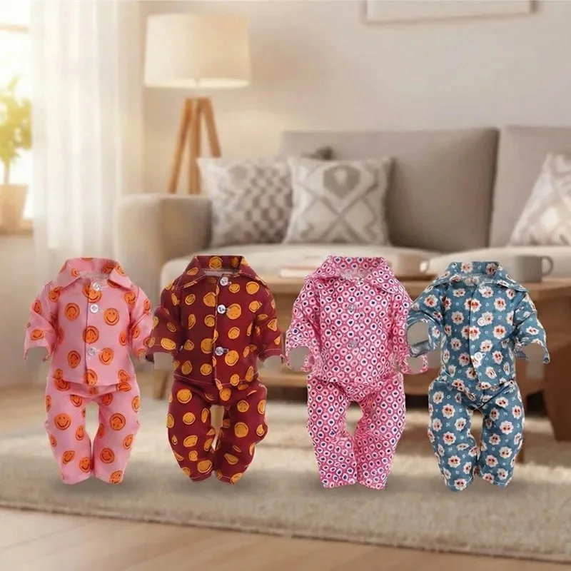 2Pcs/Set=Long Sleeved Top+Pant Daily Pajamas Set Cute Outfit For 43CM  Doll&18Inch American Doll Clothes,Girl Gift Toys