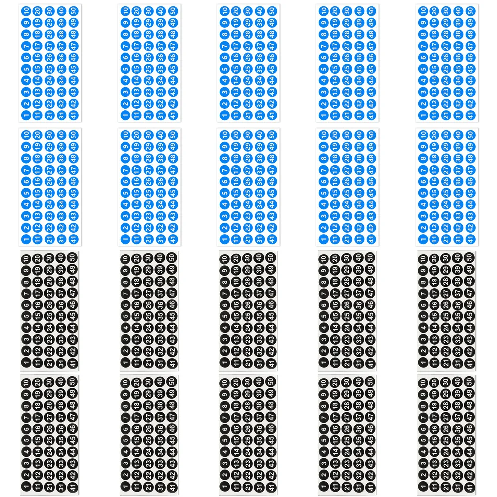 

20 Sheets Number Label Stickers Round Digital Adhesive Multi-Function for Classification Office Classroom Organizing Coding