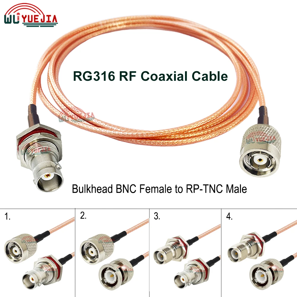 

0.1~20 M RP-TNC to Q9 BNC RG316 Cable Bulkhead RP-TNC Female RPTNC Male to BNC Male Quick Plug Connector 50-1.5 RF Coaxial Cable