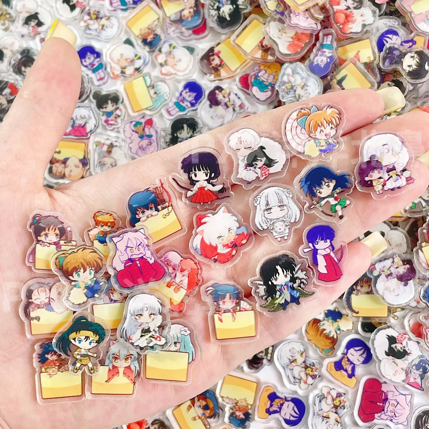 50/100개 1/2cm 미니 이누야샤 아크릴 시트 DIY 공예용, 냉장고 자석, 휴대폰 케이스 액세서리 및 애니메이션 용품으로 사용 썸네일 4