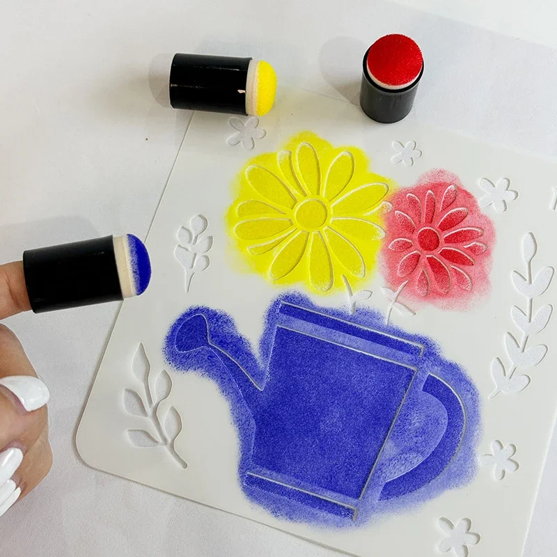 10 Stück Schwamm-Fingerlinge zum Ausmalen des Gesichts und Malwerkzeuge, DIY handgefertigte Malerei-Press-Fingerlinge für Kinder