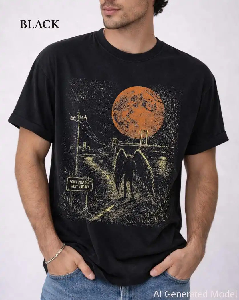 Mothman Shirt, Point Pleasant West Virginia Cryptid Tee, Vintage Folk Horror Gift T-shirt