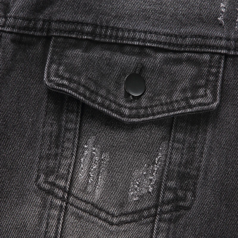 Retro Style Workwear Men Denim Jacket Washed Trend Pilot Coat Fashion Jeans Letter Embroidery Jackets Hip Hop Street Outerwear