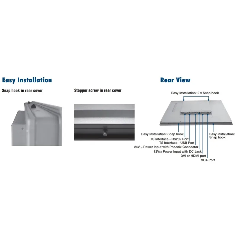 2025  Advantech FPM-7181W 18.5 Inch WXGA PCAP Touch Control Direct VGA, and  DVI Ports Industrial Touchscreen Monitor