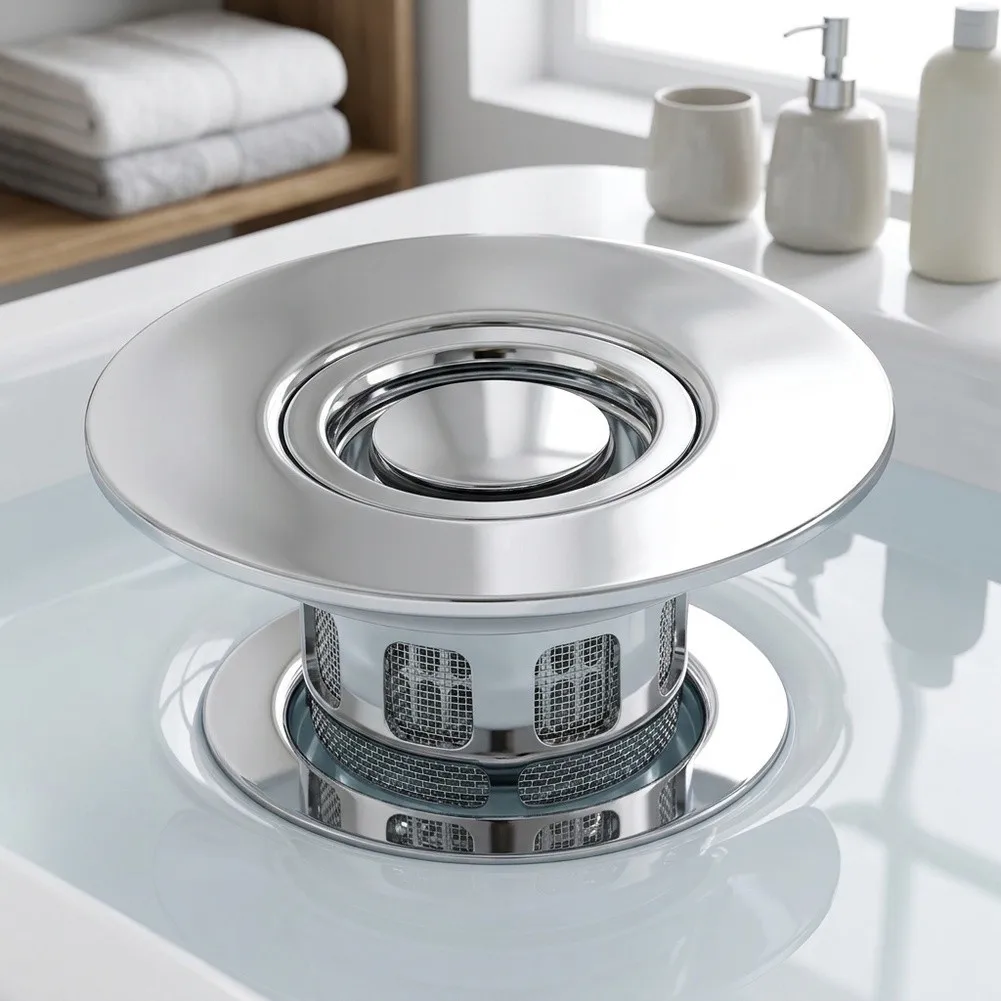 Sink Drain Stopper Constructed from Mixed Grade Stainless Steel for Structural Integrity in Humid and Frequent Use Settings