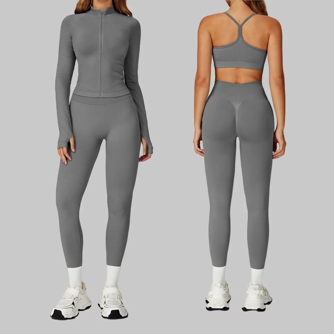 

Yoga Set Sports Fitness High Waist Peach Hip Tight Quick-drying Coat Casual Outfit Running Workout Clothes Gym Pants Yoga Suit