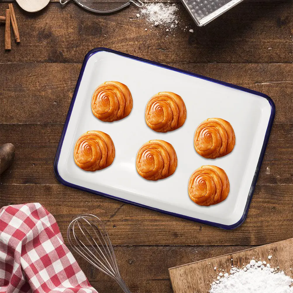 

Многофункциональный эмалированный противень для выпечки, безопасный для пищевых продуктов, с антипригарным покрытием, для тортов, пирогов, печенья, хлеба, лазаньи, фруктов, пиццы, а также для хранения.