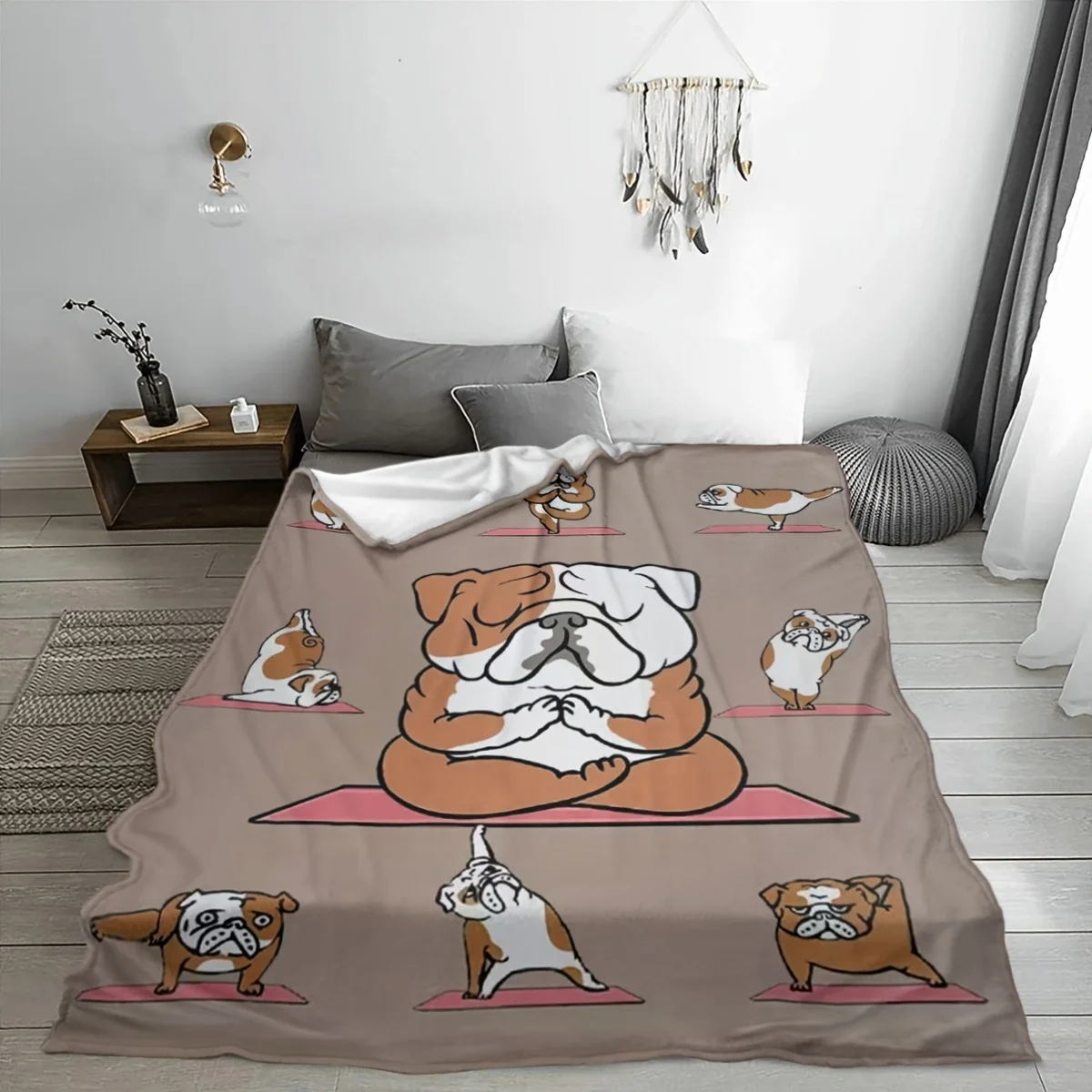 Cute Pug Dog Cartoon Puppy Print Throw Blanket Cozy Throw for Pet Lovers Unique Dog Owner Home Decor Gift