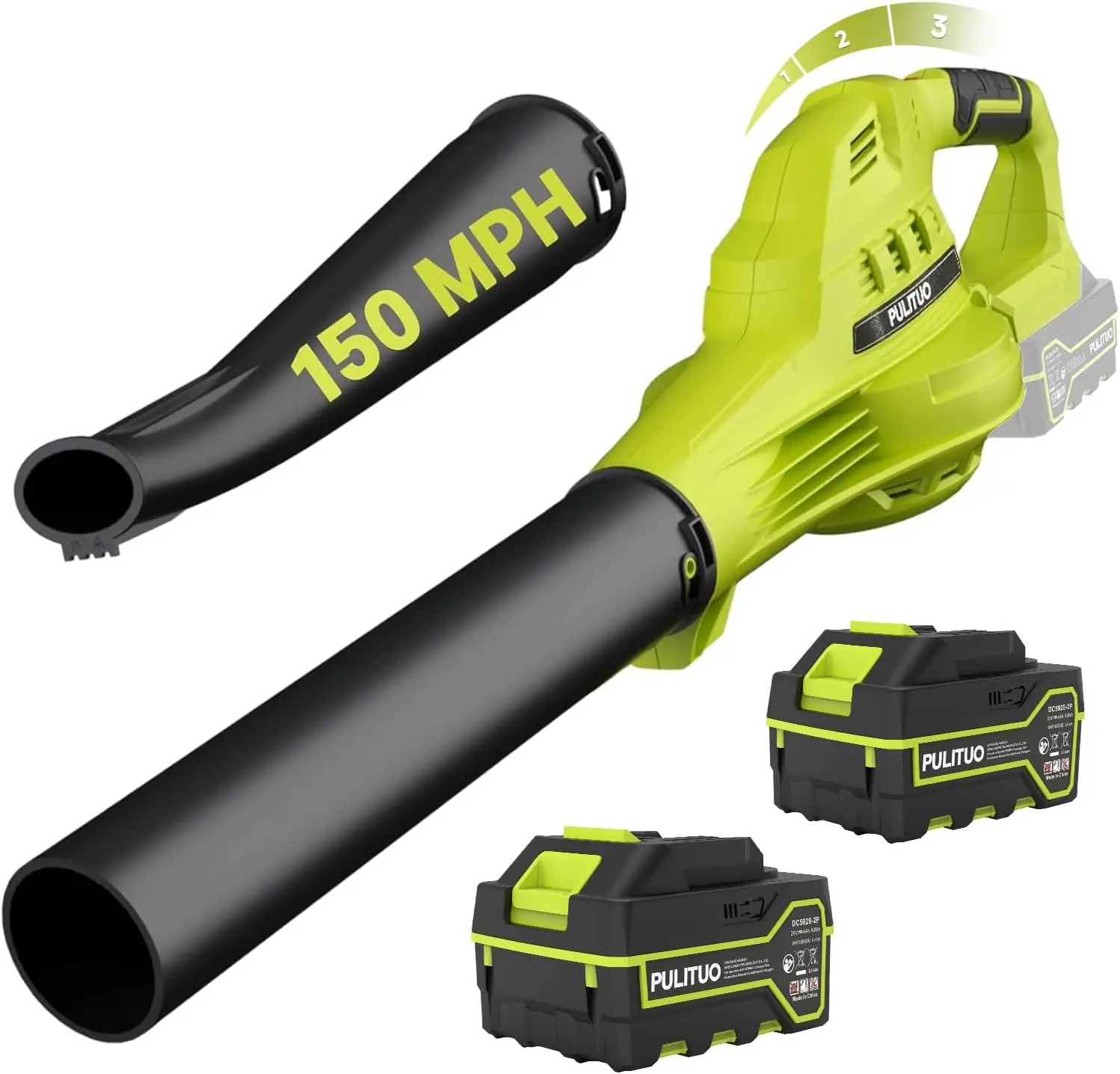

Cordless Leaf Blower with 2 Batteries, 150MPH Power, 3 Speeds for Lawn, Yard, Leaves and Snow Cleaning