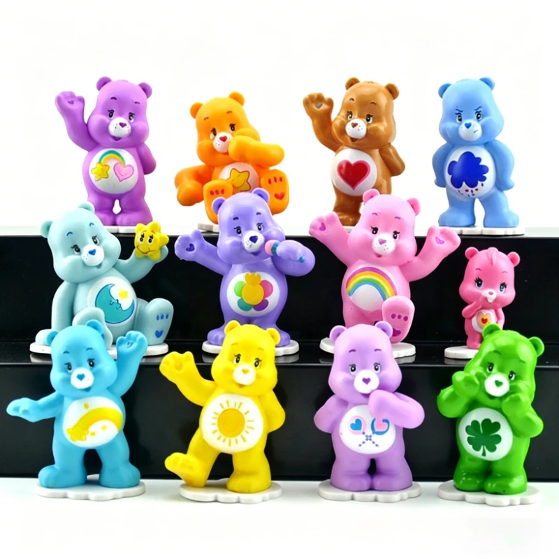 Care Bears Action Figure 12pcs Suit PVC Doll Figures Kawaii Cartoon Model Toys Tabletop Room Ornament Cake Decoration Kids Gift