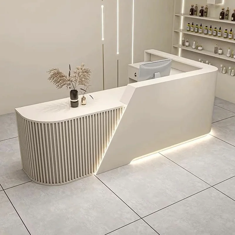 

Многофункциональная ресепшн-стойка для салона красоты в современном стиле, L-образная, класса люкс