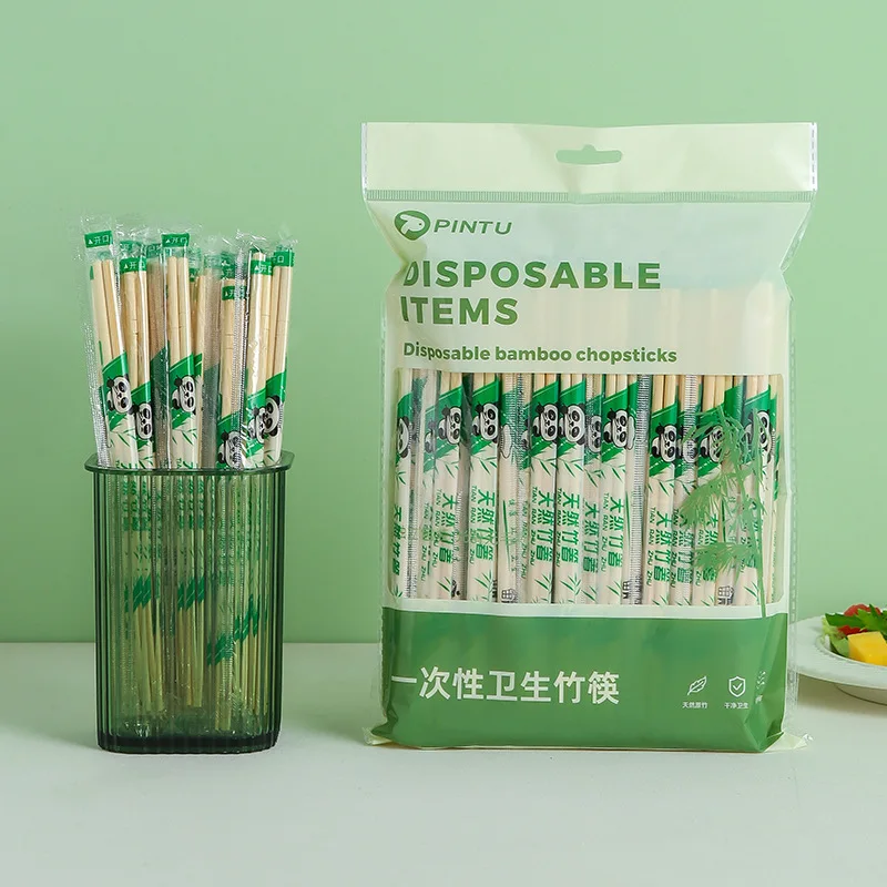100 pares de palillos de bambú desechables, palillos empaquetados individualmente para restaurantes, vajilla de cocina conveniente para el hogar