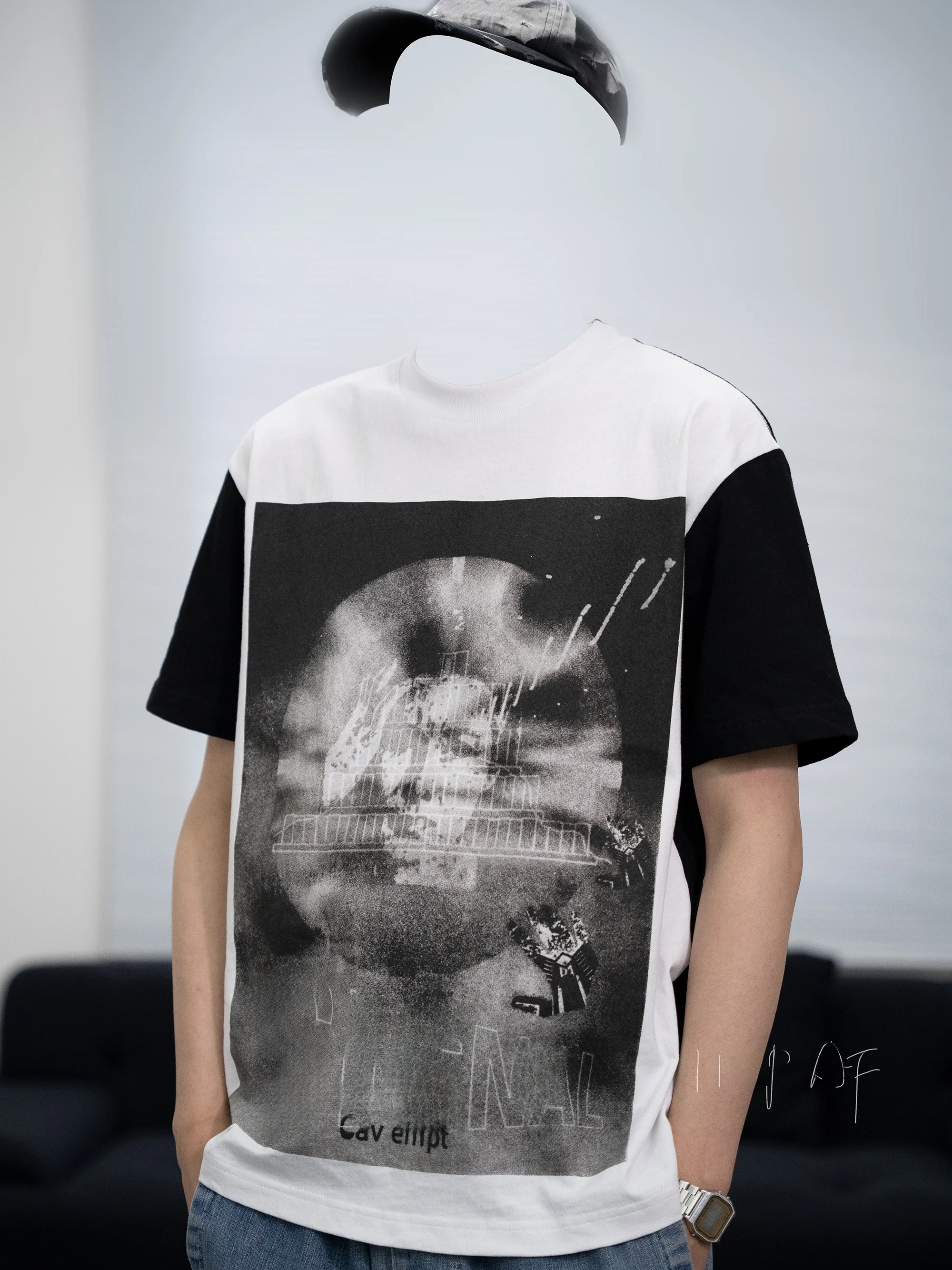 

Heavyweight Cotton T-irt Panda Color Blo Print ort Sve Bla White Casual round Ne T-irt Youth Summer Faion