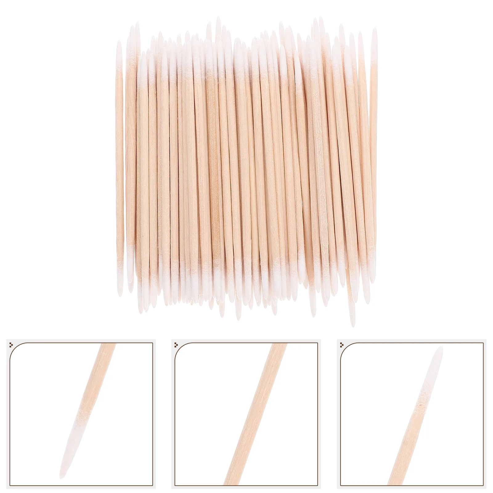 2 Pcs Double Pointed Cotton Swab Long Swabs Wooden Handle Stick Shape Precision Tips