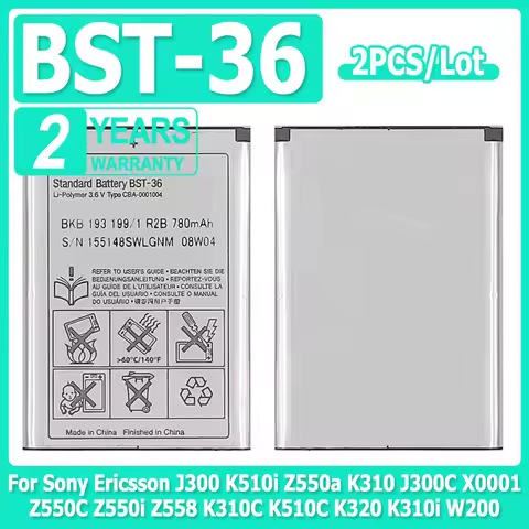 2pcs/lot Battery BST-36 780mAh For Sony Ericsson J300 K510i Z550a K310 J300C X0001 Z550C Z550i Z558 K310C K510C K320 K310i W200